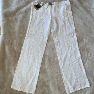 NEW WITH TAGS VINTAGE Juicy Couture straight leg white linen pants size M